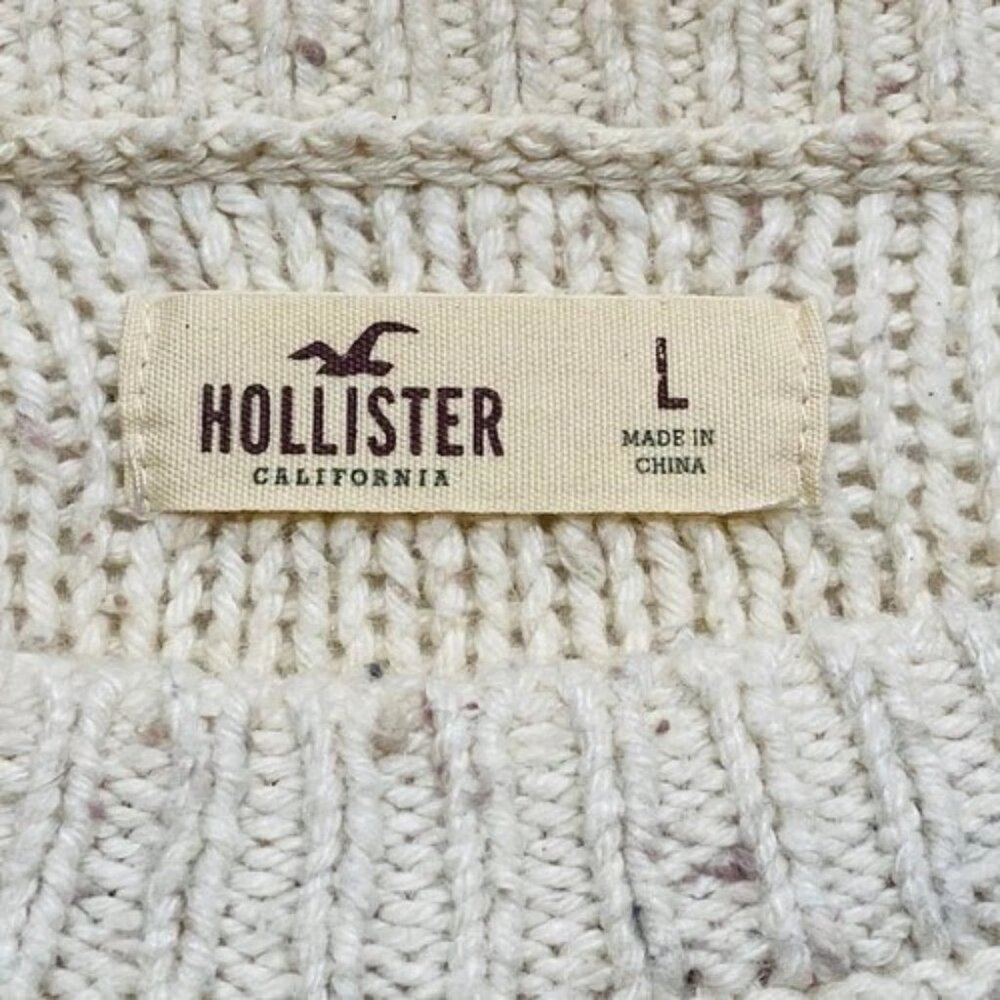 Hollister Knit Sweater Women's Large Oatmeal Heather Comfy Pullover Crewneck GUC - Picture 8 of 9